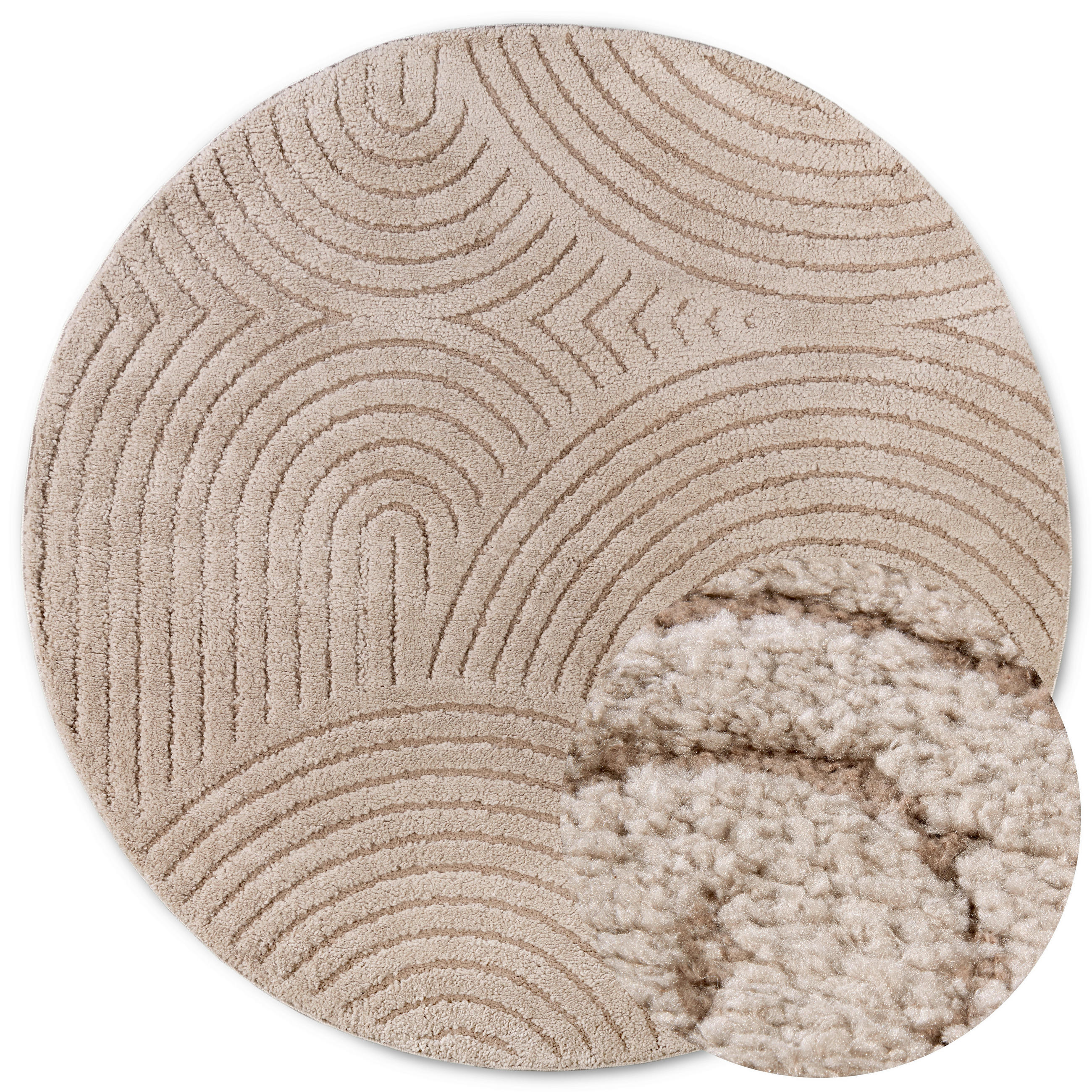 HOCHFLORTEPPICH 200 cm New York Taupe rund  - Taupe, Basics, Kunststoff/Textil (200cm) - Elle Decoration