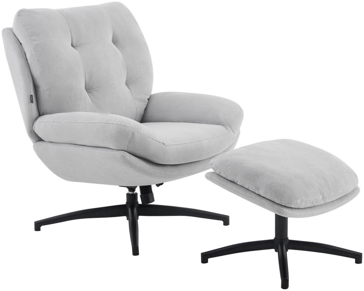 RELAXSESSELSET in Metall, Textil Grau, Schwarz  - Schwarz/Grau, Design, Textil/Metall (75/97/88cm) - Carryhome