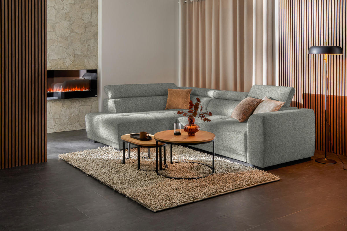 ECKSOFA in Struktur Greige  205/284 cm  - Greige/Schwarz, Design, Kunststoff/Textil (205/284cm) - Xora