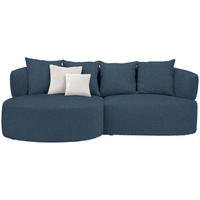 ECKSOFA in Plüsch Dunkelblau  166/235 cm  - Creme/Schwarz, MODERN, Kunststoff/Textil (166/235cm) - Hom`in