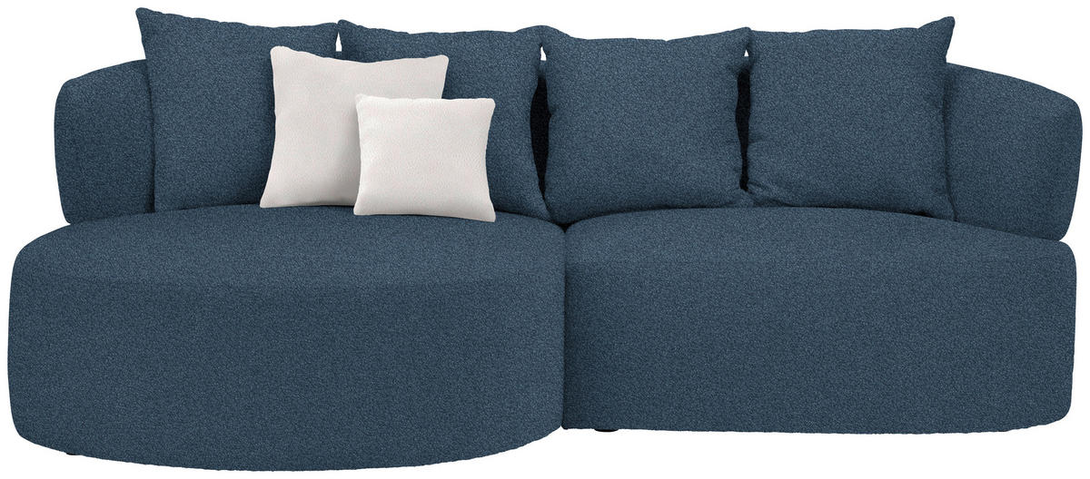 ECKSOFA in Plüsch Dunkelblau  166/235 cm  - Creme/Schwarz, MODERN, Kunststoff/Textil (166/235cm) - Hom`in