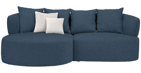 ECKSOFA in Plüsch Dunkelblau  - Creme/Schwarz, MODERN, Kunststoff/Textil (166/235cm) - Hom`in