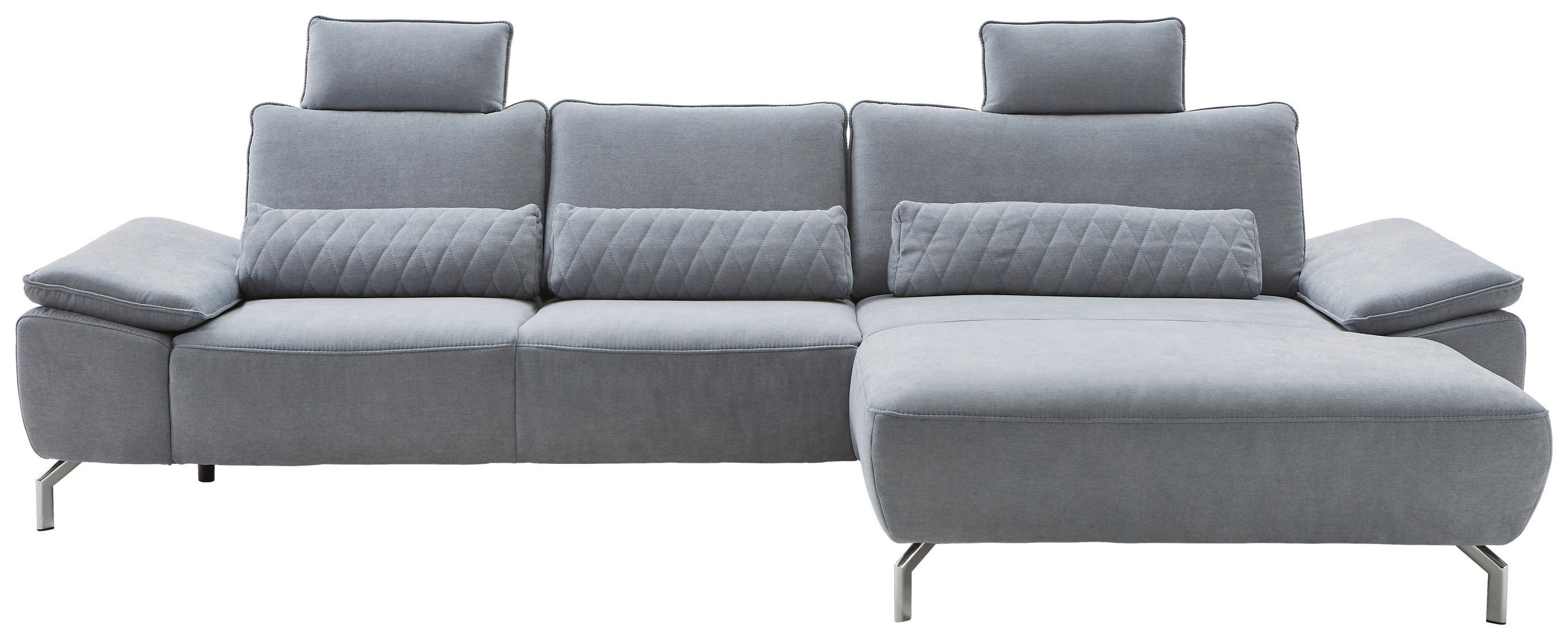 ECKSOFA Pastellblau Chenille  - Chromfarben/Pastellblau, Design, Textil/Metall (335/181cm) - Musterring