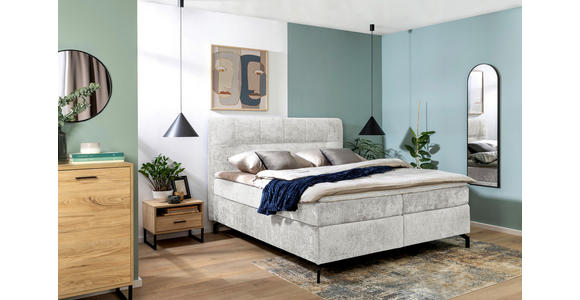 BOXSPRINGBETT 160/200 cm in Hellgrau - Hellgrau/Schwarz, Design, Textil/Metall (160/200cm) - Esposa