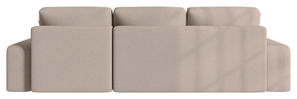 ECKSOFA Beige Bouclé Zierkissen, Rückenkissen, Bettkasten, Schlaffunktion, Rücken echt, Stauraum  - Beige/Schwarz, MODERN, Kunststoff/Textil (248/143cm) - Xora