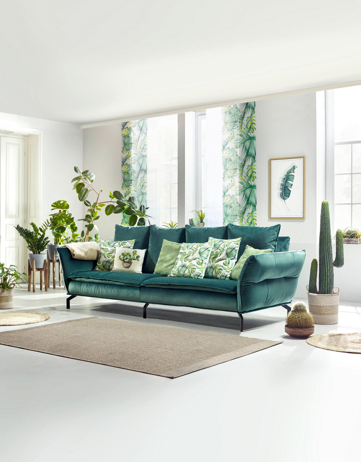 MEGA SOFA zelena  - zelena/višebojna, Dizajnerski, metal/tekstil (300/88-45/109cm) - Landscape