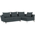 ECKSOFA in Webstoff Türkis  - Türkis/Schwarz, Design, Textil/Metall (282/182cm) - Carryhome