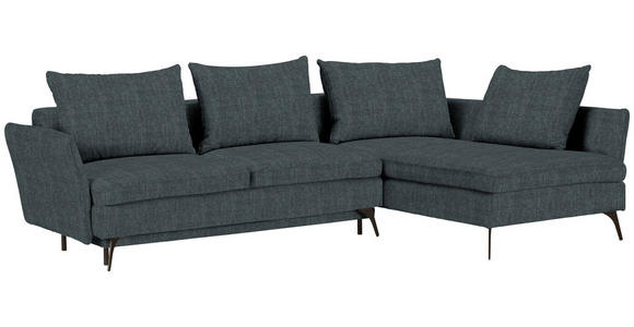 ECKSOFA in Webstoff Türkis  - Türkis/Schwarz, Design, Textil/Metall (282/182cm) - Carryhome