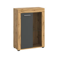 VITRINE in Anthrazit  - Anthrazit/Eiche Wotan, Design, Glas/Holzwerkstoff (86/60/35cm) - MID.YOU