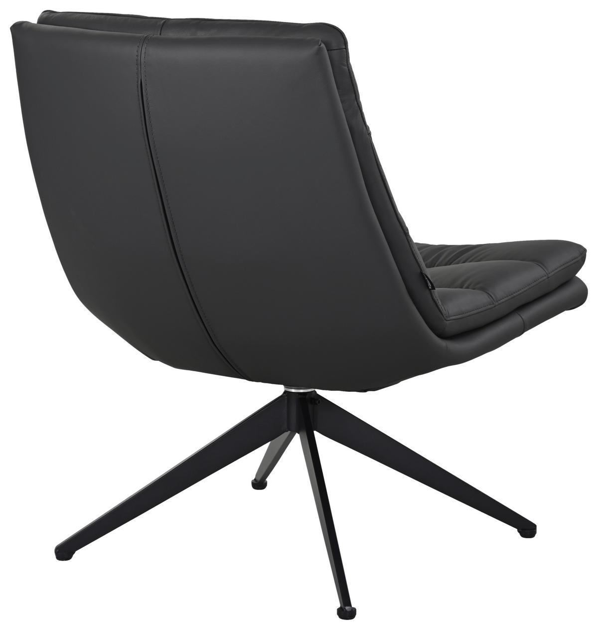 DESIGNSESSEL in Echtleder Dunkelgrau  - Dunkelgrau/Schwarz, Design, Leder/Metall (62.5/82/80cm) - Dieter Knoll