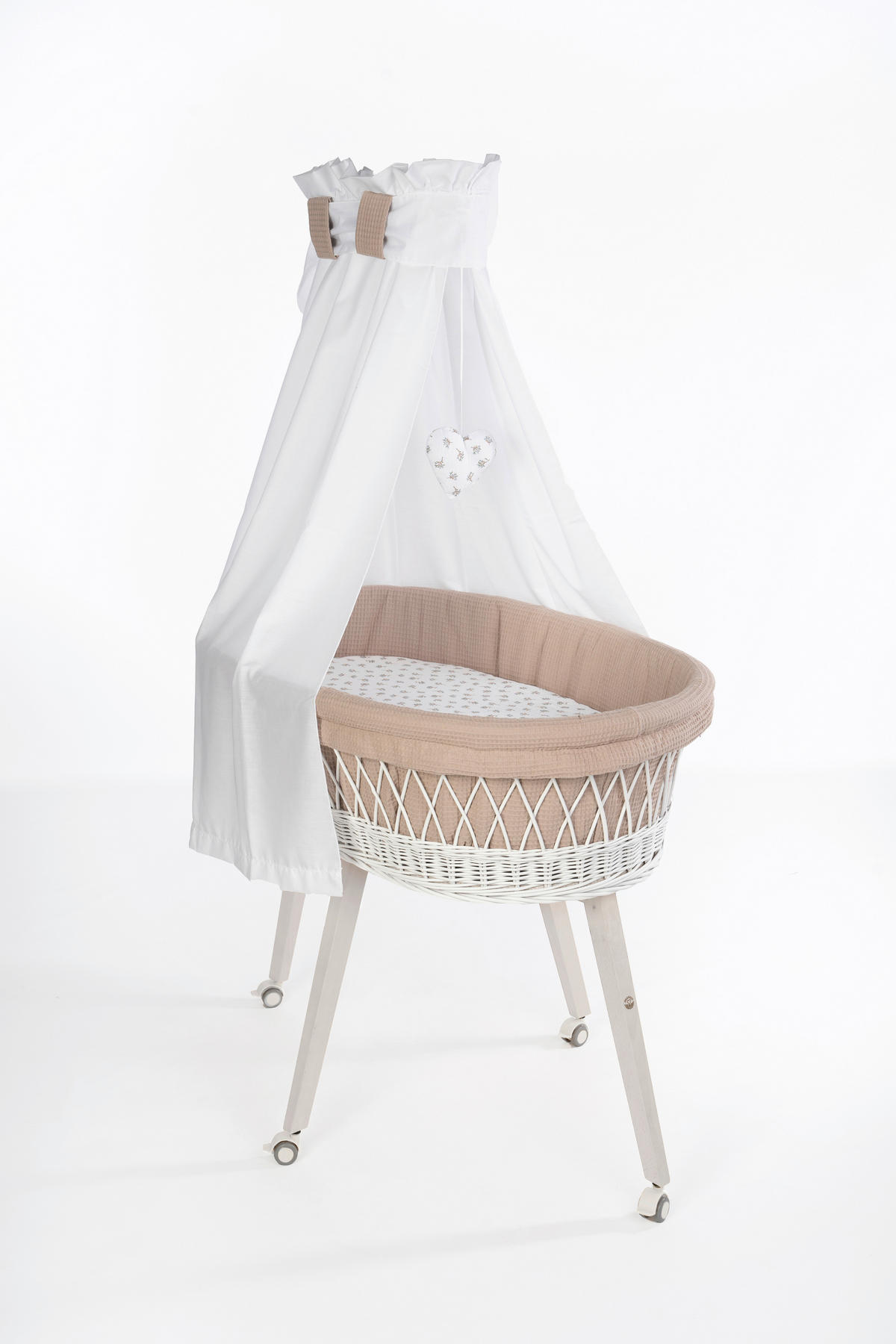 STUBENWAGEN-KOMPLETTSET Babybett Lounge Weiß   - Weiß/Cappuccino, Basics, Holz/Textil (60/167/100cm) - Mionido