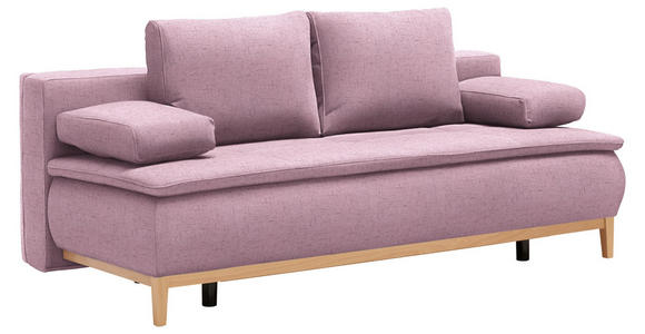 BOXSPRINGSOFA  in Webstoff Rosa  - Eichefarben/Beige, Design, Holz/Textil (202/78/93/100cm) - Venda