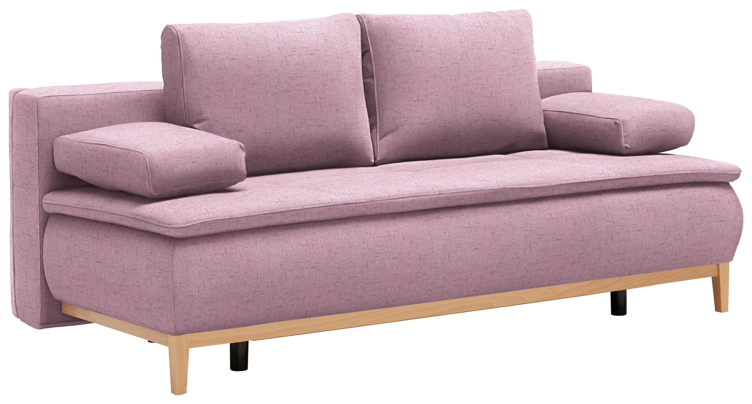 BOXSPRINGSOFA in Webstoff Rosa - Eichefarben/Beige, Design, Holz/Textil (202/78/93/100cm) - Venda