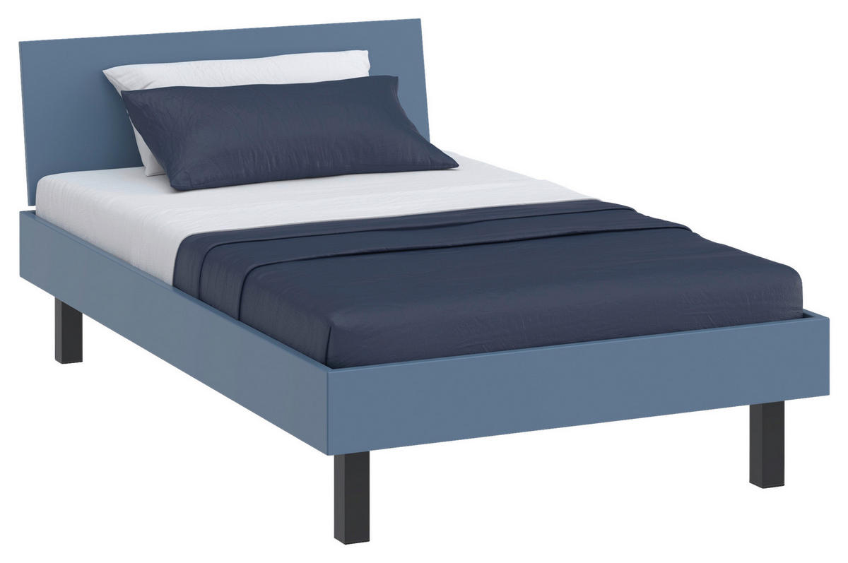 BETT 120/200 cm  in Blau  - Blau/Schwarz, Design, Holzwerkstoff/Metall (120/200cm) - Xora