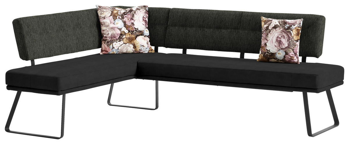 ECKBANK 169/225 cm  in Schwarz, Dunkelbraun  - Dunkelbraun/Schwarz, Design, Textil/Metall (169/225cm) - Dieter Knoll