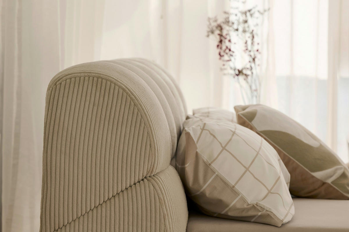 POLSTERBETT 140/200 cm,  in Beige,  - Beige/Schwarz, Design, Kunststoff/Textil (140/200cm) - Tom Tailor