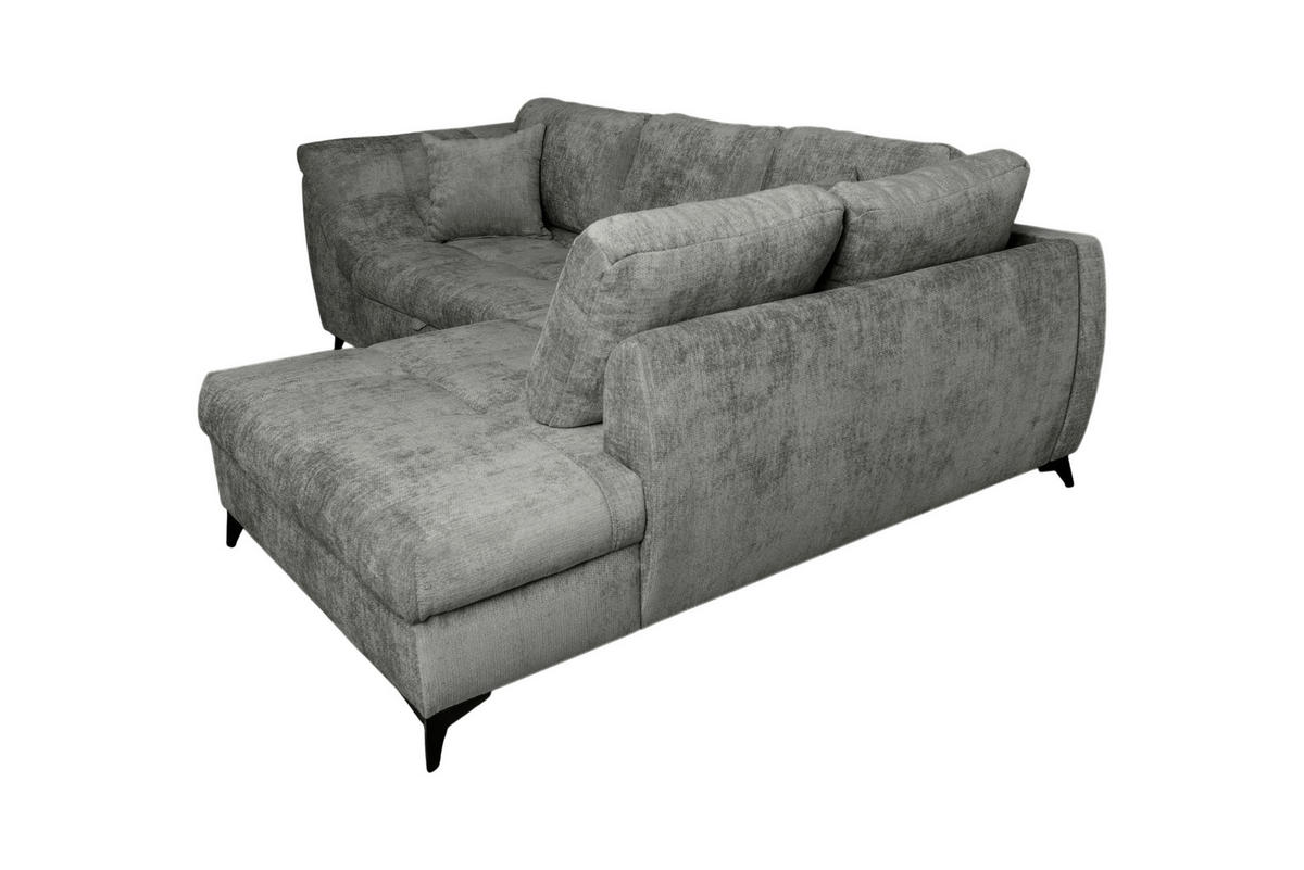 ECKSOFA LIVANO Grau Chenille Liegefläche im Originalstoff  - Schwarz/Grau, Design, Textil/Metall (250/190cm) - MID.YOU