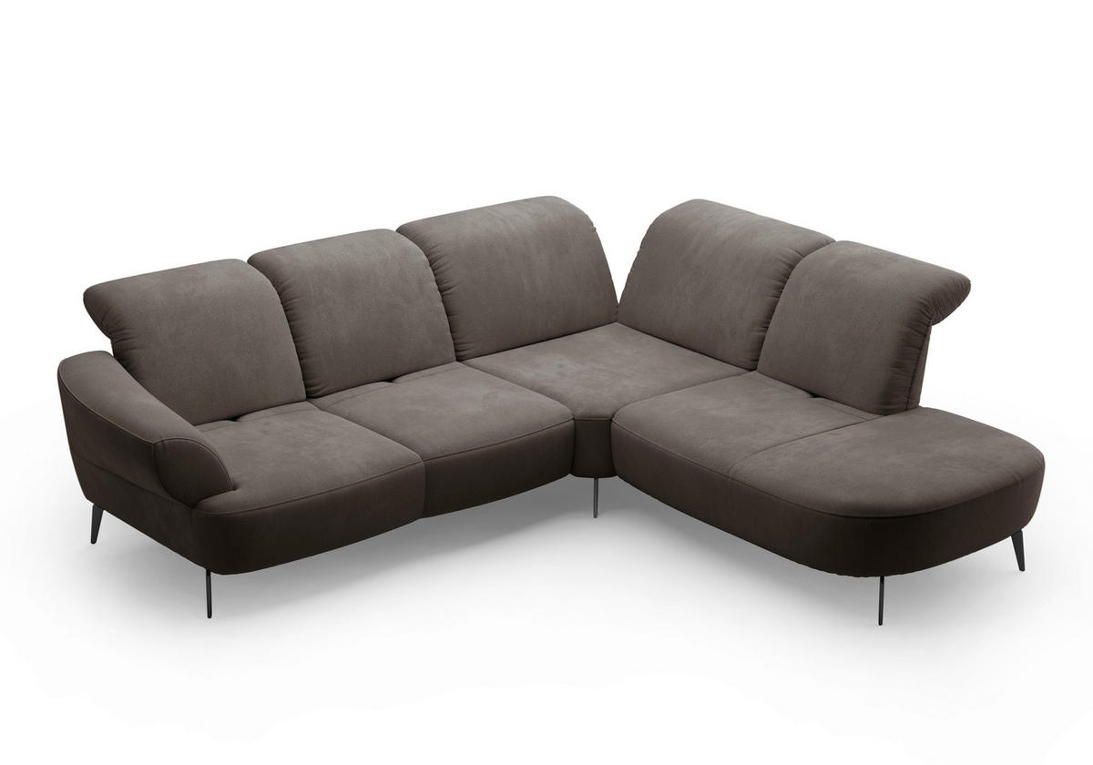 ECKSOFA in Flachgewebe Graphitfarben  302/270 cm  - Schwarz/Graphitfarben, MODERN, Textil/Metall (302/270cm) - Sit & More
