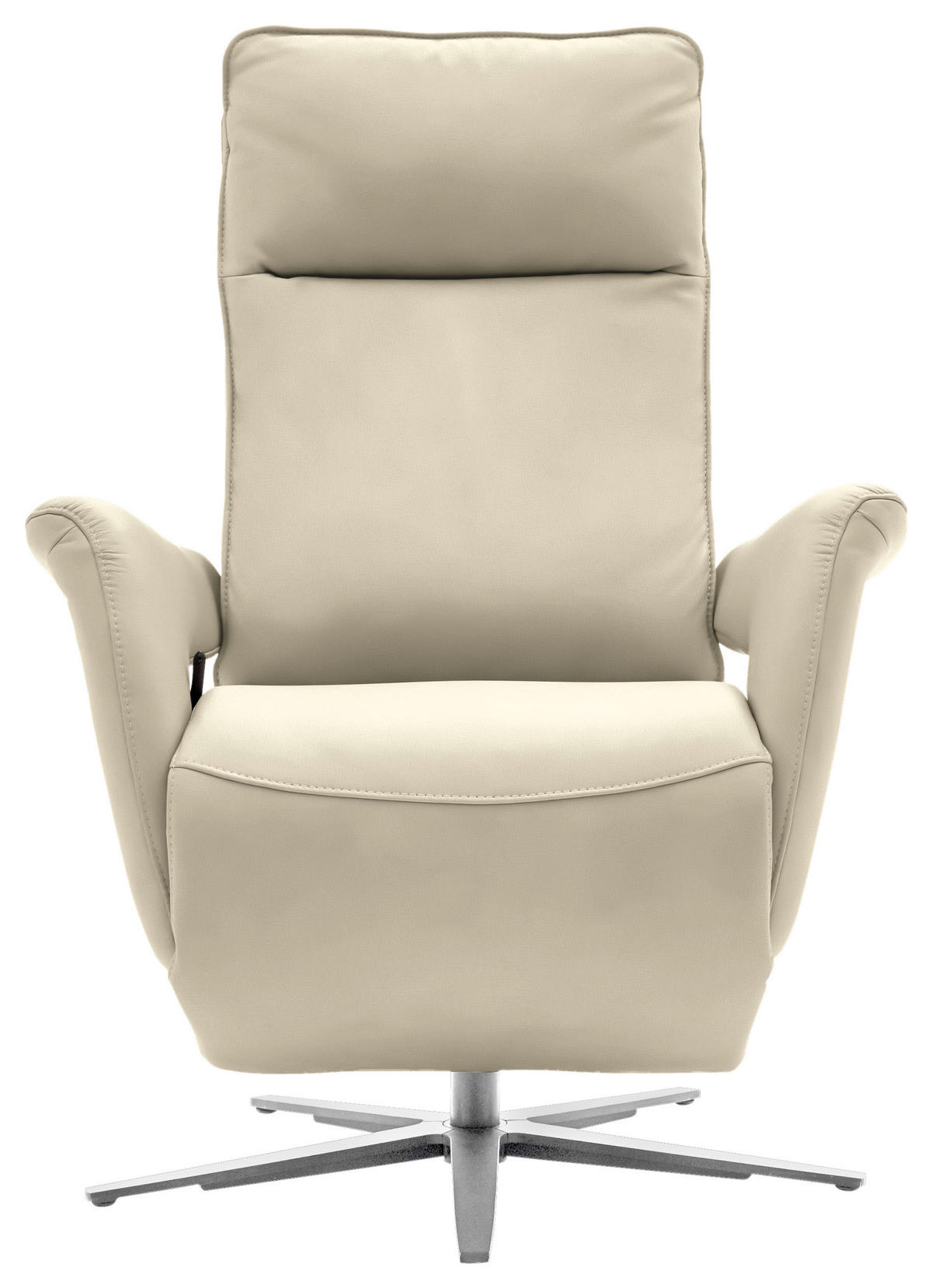 RELAXSESSEL in Leder Creme, Naturfarben  - Edelstahlfarben/Creme, Design, Leder/Metall (79-83/116/87-176cm) - Valdera