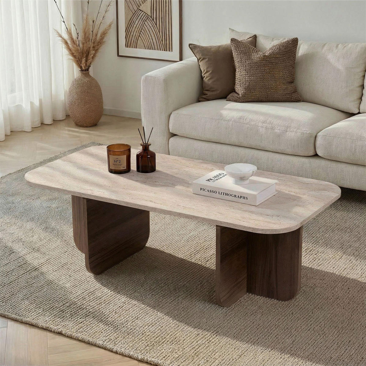 COUCHTISCH 120/60/41 cm Creme, Walnussfarben  - Walnussfarben/Creme, Design, Holzwerkstoff (120/60/41cm) - MID.YOU
