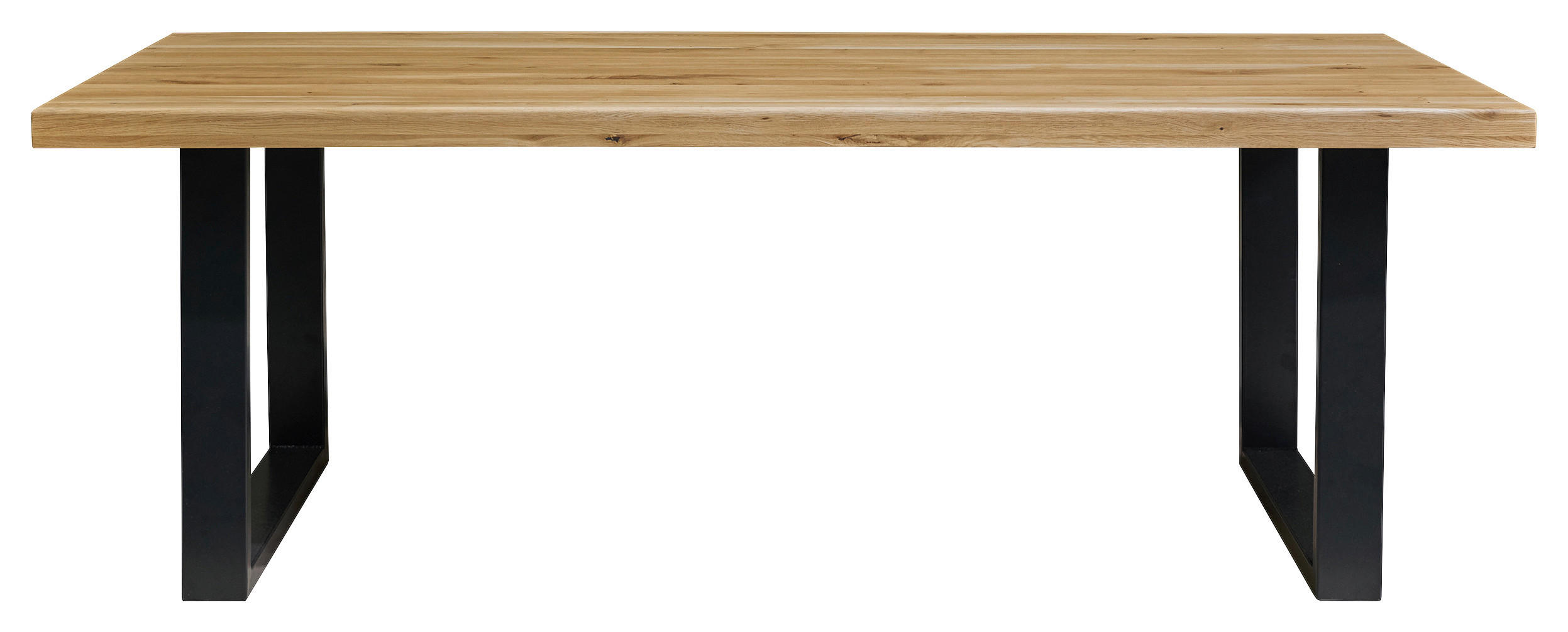 ESSTISCH Eiche massiv rechteckig Schwarz, Eichefarben  - Eichefarben/Schwarz, MODERN, Holz/Metall (200/100/76cm) - Boxxx