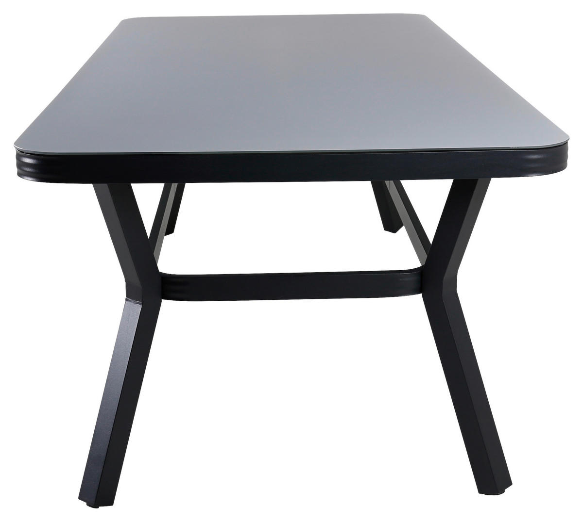 GARTENTISCH 200/100/74 cm Metall, Glas rechteckig  - Schwarz/Grau, KONVENTIONELL, Glas/Metall (200/100/74cm) - Gardenson