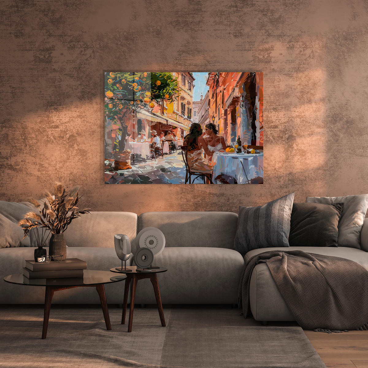 SKLENENÝ OBRAZ, mestá, ľudia, 120/80 cm  - viacfarebná, Basics, plast/papier (120/80cm) - Monee