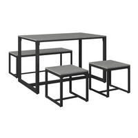 KERTI BÚTORSZETT 4 részes  - sötétszürke/szürke, Modern, műanyag/fém - Ambia Garden