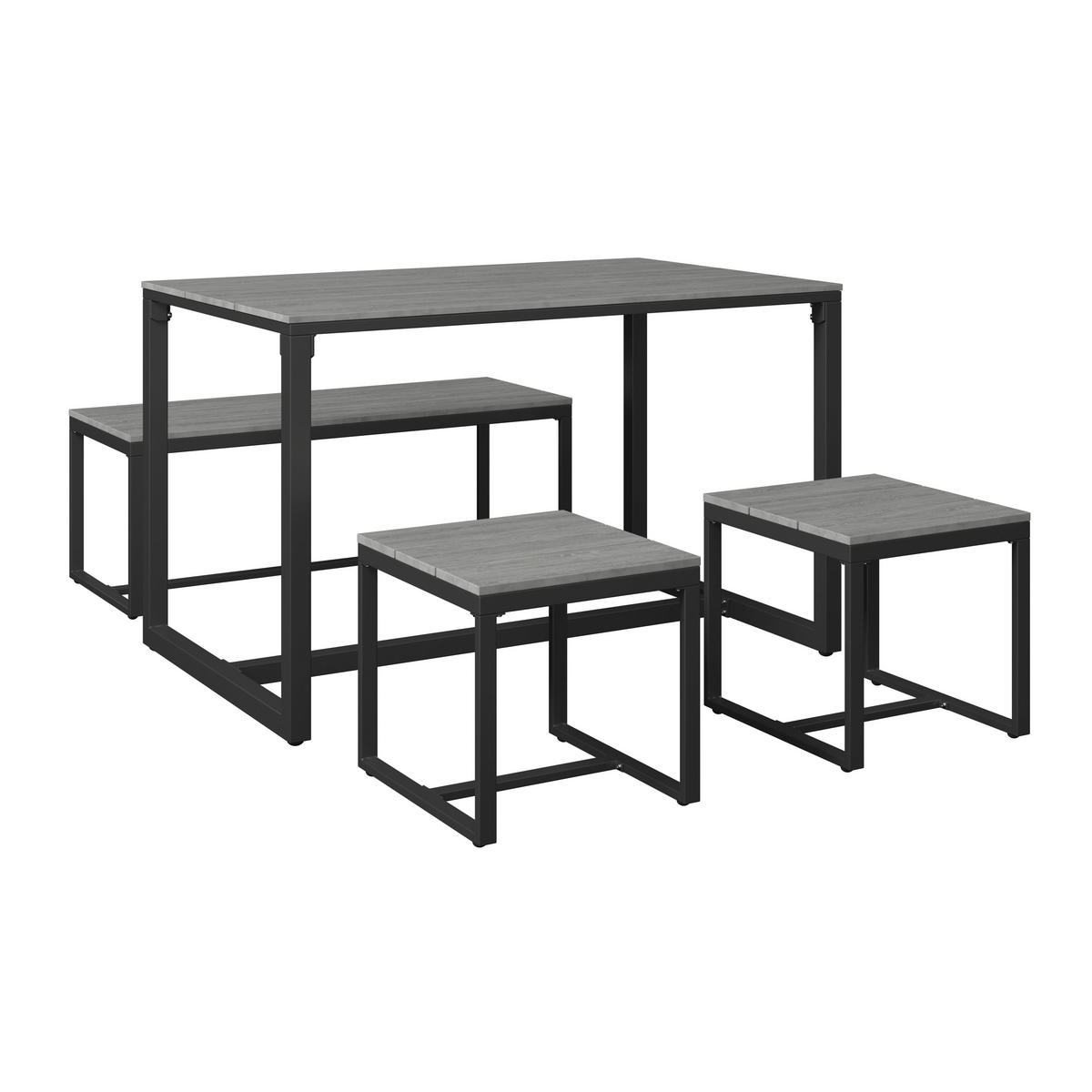 KERTI BÚTORSZETT 4 részes  - sötétszürke/szürke, Modern, műanyag/fém - Ambia Garden