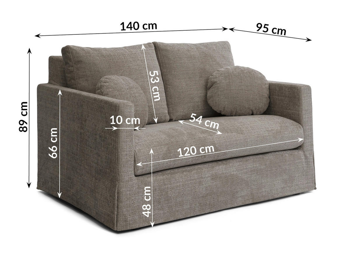 2-SITZER-SOFA PAPHOS in Chenille Braun  - Schwarz/Braun, Design, Kunststoff/Textil (140/89/95cm) - P & B