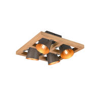 DECKENLEUCHTE    39/19/39 cm  - Goldfarben/Grau, Natur, Metall (39/19/39cm) - Trio Leuchten