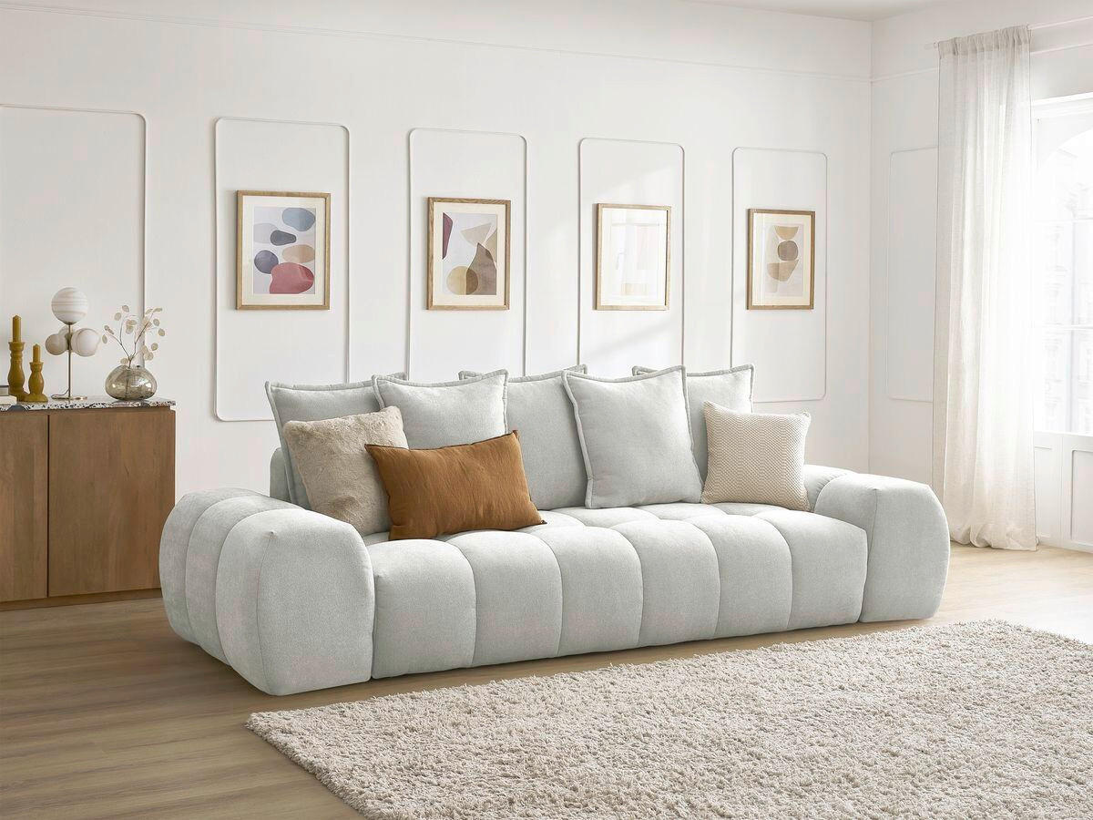 SCHLAFSOFA EVEREST  mit Rücken echt, Armteil links, Armteil rechts Struktur Hellgrau  - Hellgrau/Schwarz, MODERN, Kunststoff/Textil (278/115/90cm)