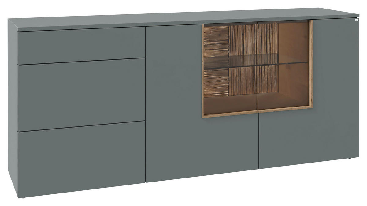 SIDEBOARD VLACERA LIVING 192/84/45 cm 3 Schublade(n)  - Wildeiche/Graugrün, Design, Glas/Holz (192/84/45cm) - Voglauer