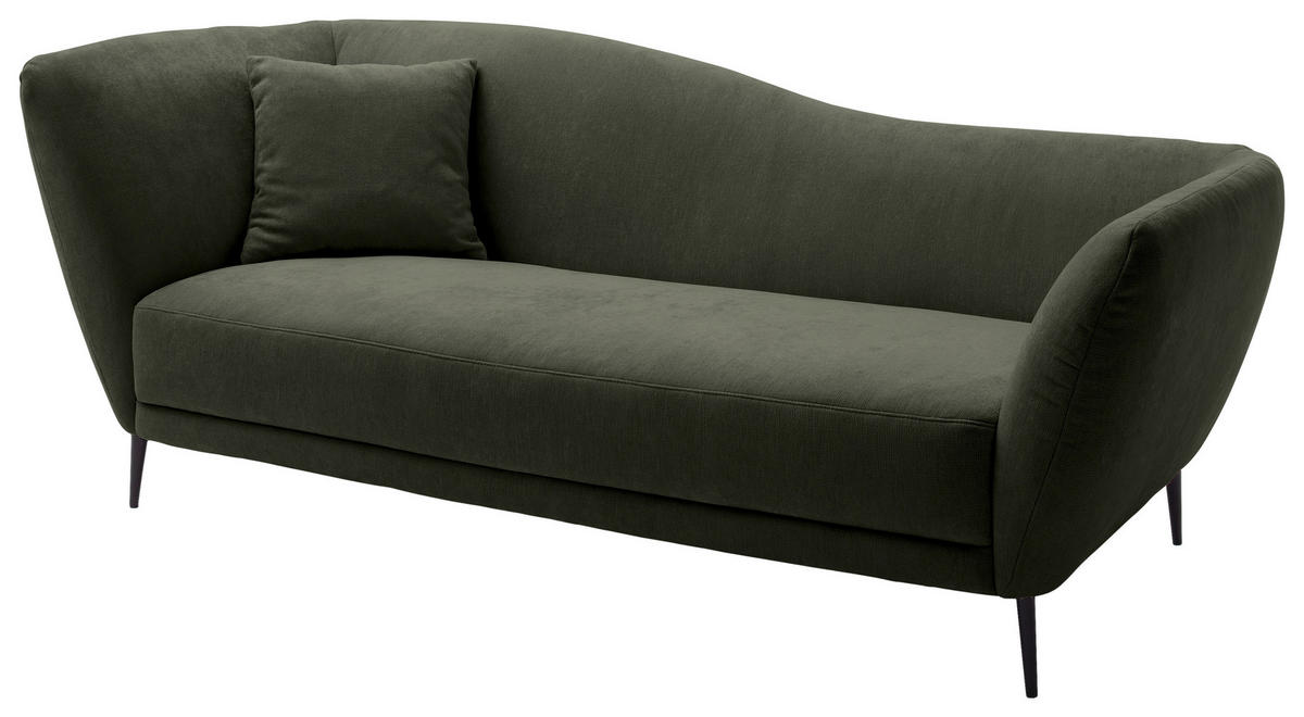 RÉCAMIERE Olivgrün Chenille Zierkissen, Rücken echt  - Schwarz/Olivgrün, KONVENTIONELL, Textil/Metall (224/70/97cm) - Hom`in