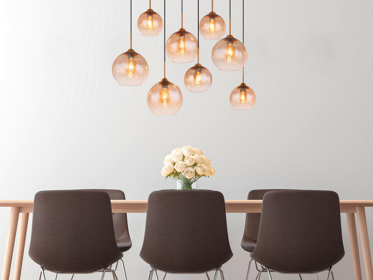 VISEČA SVETILKA     106/46/150 cm         E27 - prozorno/barve medenine, Design, kovina/steklo (106/46/150cm) - Globo