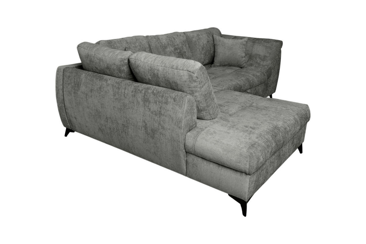 ECKSOFA LIVANO Grau Chenille Liegefläche im Originalstoff  - Schwarz/Grau, Design, Textil/Metall (190/250cm) - P & B