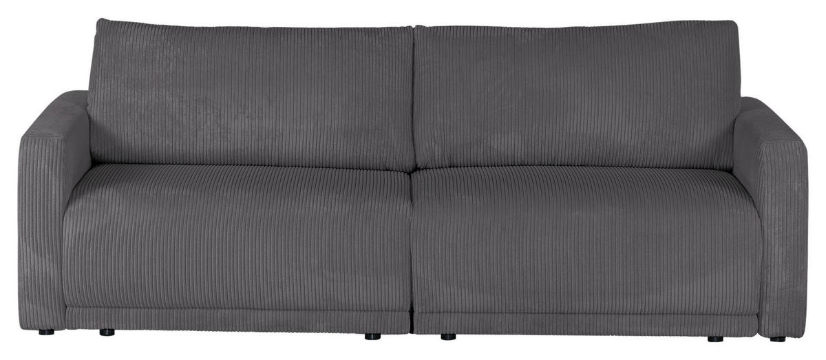 2,5-SITZER in Cord Dunkelgrau  - Dunkelgrau/Schwarz, Design, Kunststoff/Textil (240/70/125cm) - Xora