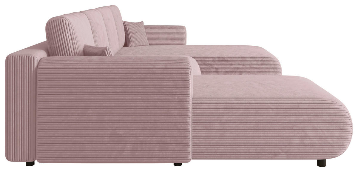 Wohnlandschaft inkl. Funktion Rosa Cord  - Schwarz/Rosa, KONVENTIONELL, Textil (200/360/200cm) - Xora