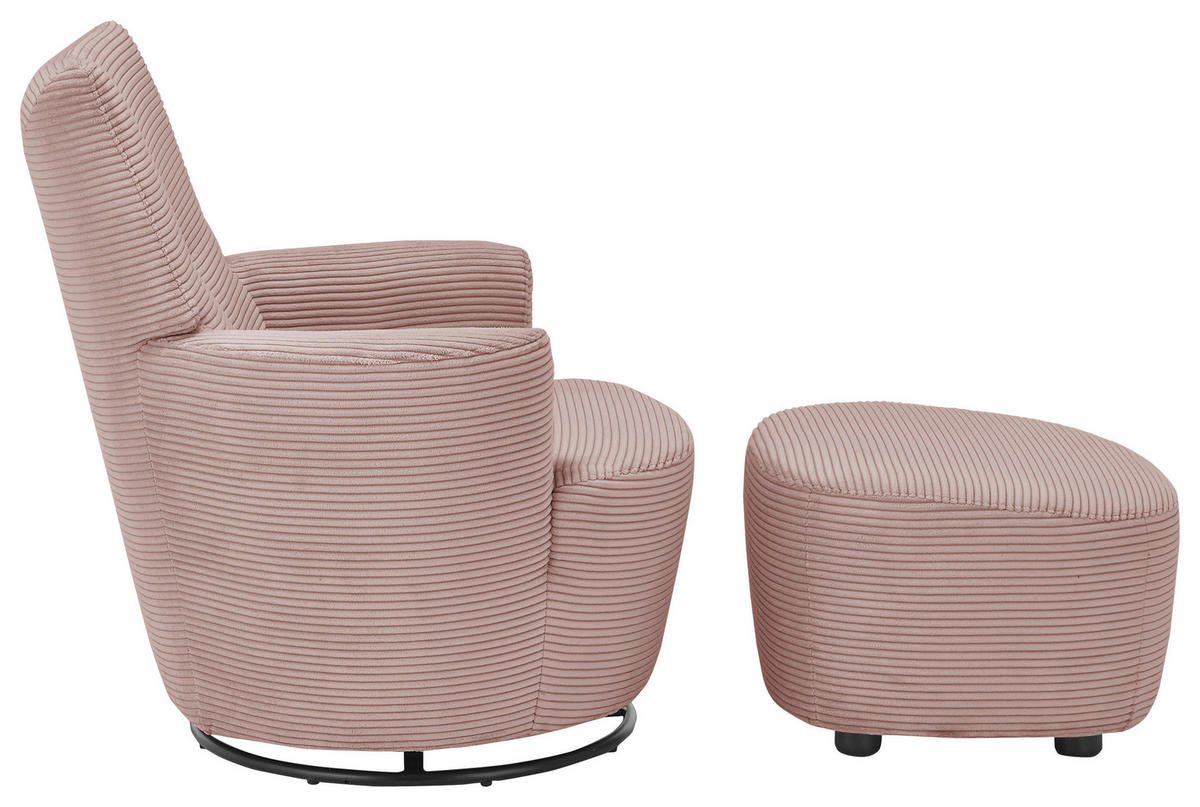 SESSEL Cord Rosa    - Schwarz/Rosa, Design, Textil/Metall (80/96/88cm) - SetOne by Musterring