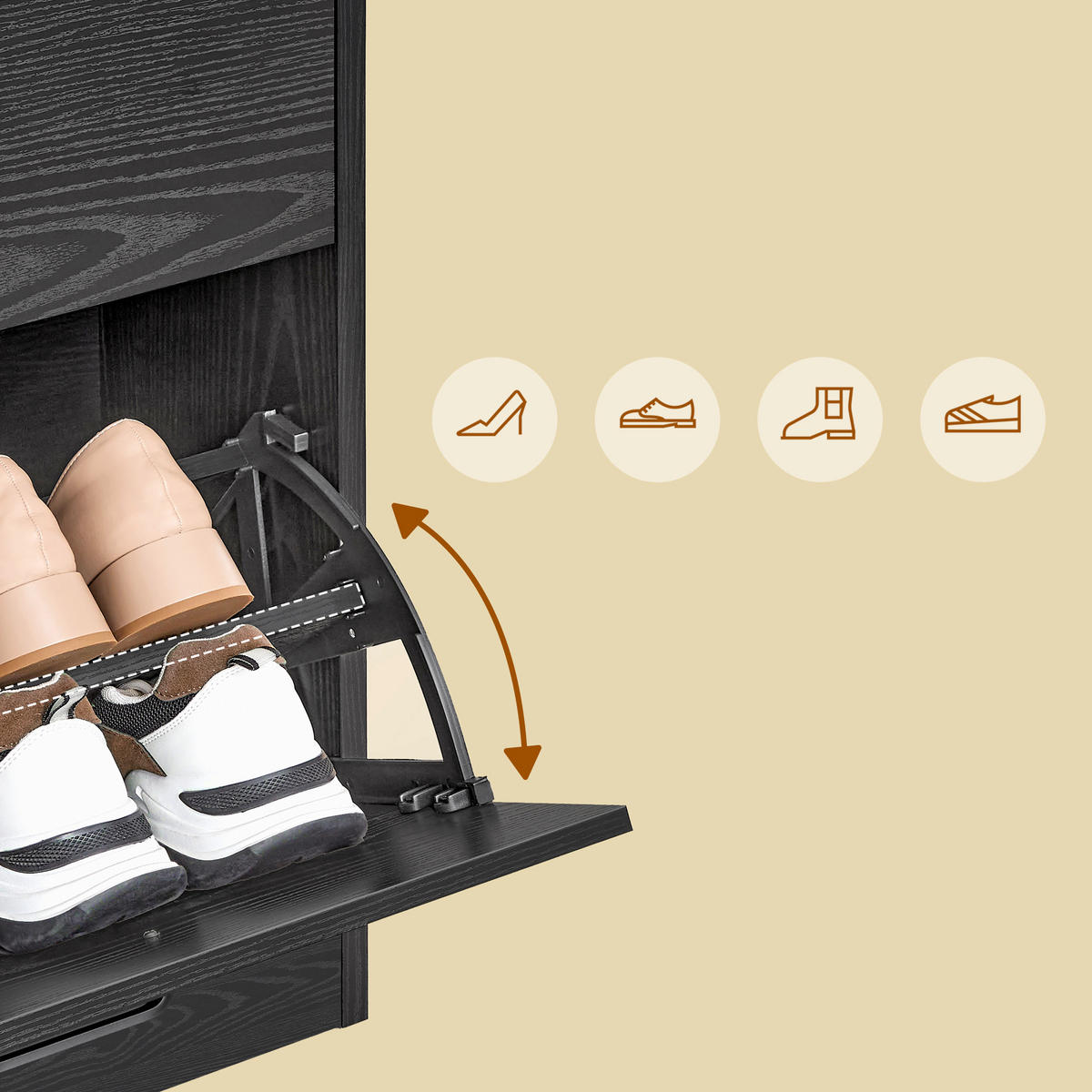 SCHUHKIPPER  in 105,5/82,7/24 cm  - Schwarz, Trend, Holzwerkstoff/Metall (105,5/82,7/24cm) - Boxxx