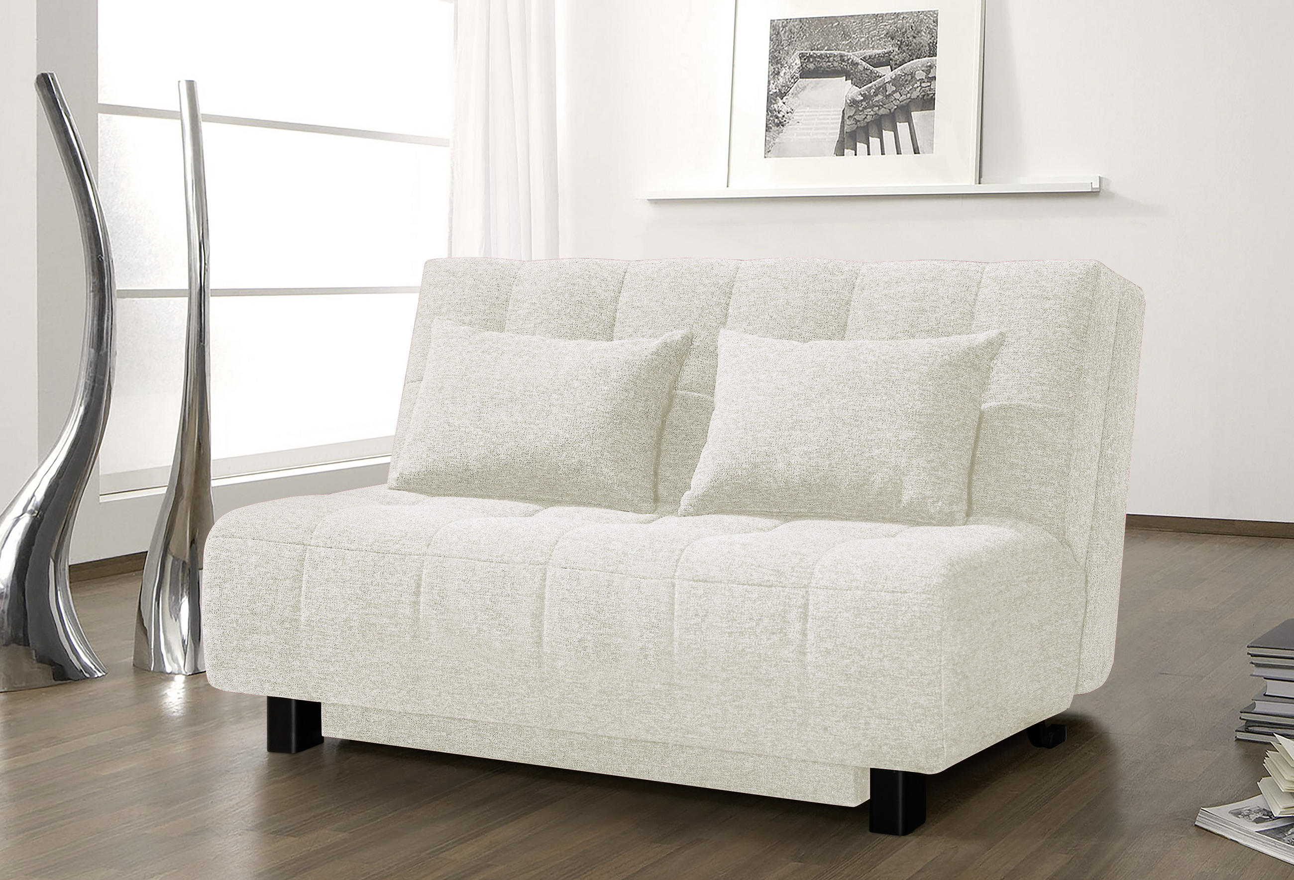 SCHLAFSOFA in Textil Naturfarben  - Schwarz/Naturfarben, Design, Textil/Metall (145/92/102cm) - Novel