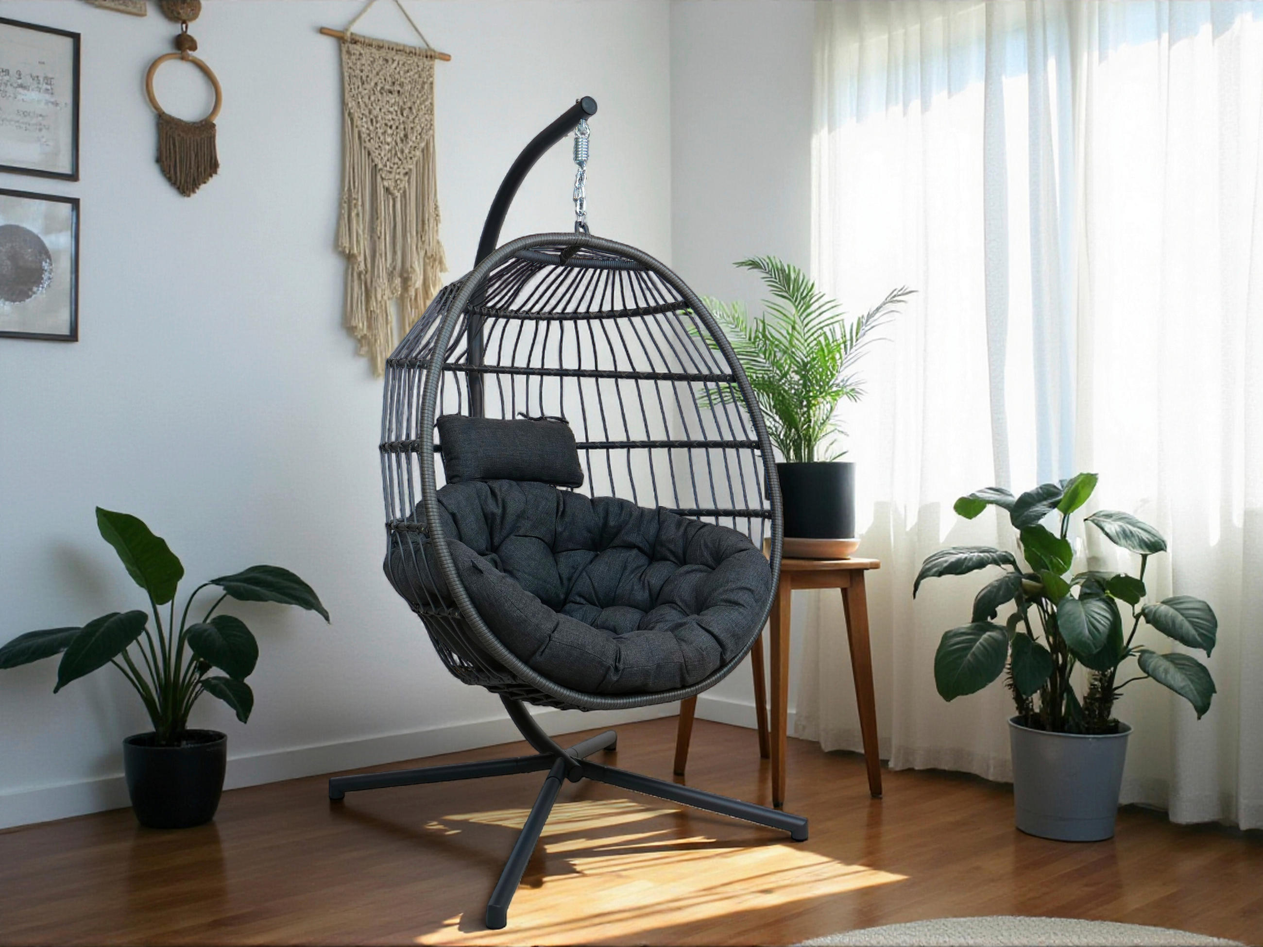 HÄNGESESSEL 106/127/68 cm  - Anthrazit/Grau, KONVENTIONELL, Kunststoff/Textil (106/127/68cm)