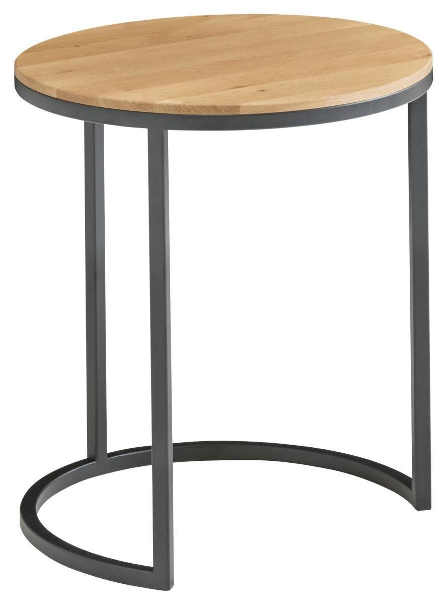 BEISTELLTISCH 39/39/51 cm Wildeiche massiv Schwarz, Eichefarben rund  - Eichefarben/Schwarz, Design, Holz/Metall (39/39/51cm) - Johann Jakob