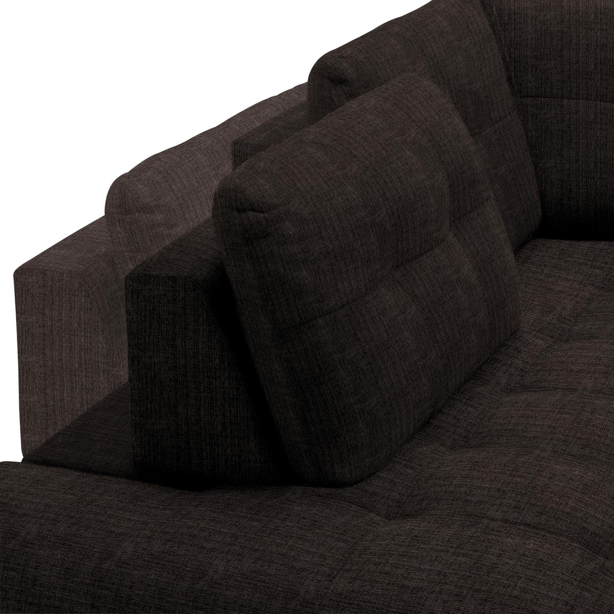ECKSOFA in Flachgewebe, Leinenoptik Dunkelbraun  - Dunkelbraun/Schwarz, Design, Textil/Metall (208/247cm) - Xora