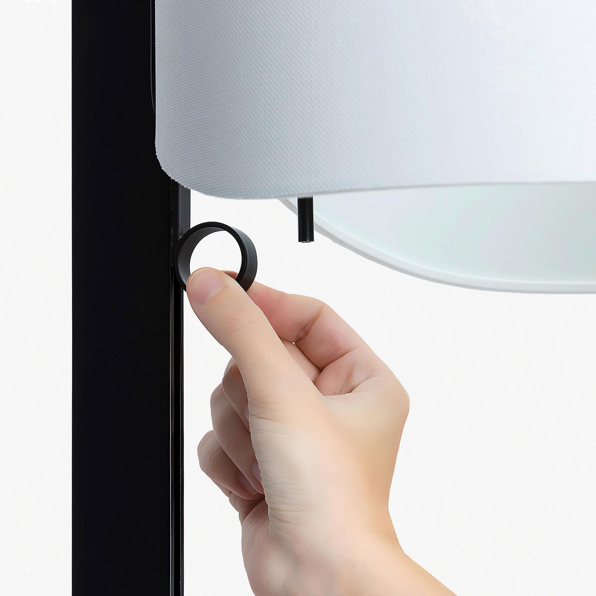 STEHLEUCHTE Minimalistisch 30/40/175 cm  - Schwarz/Grau, Design, Textil/Metall (30/40/175cm) - Faro Barcelona