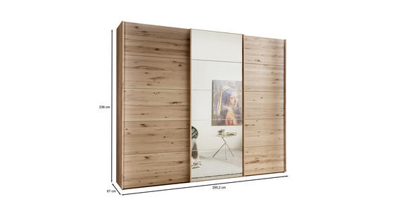 SCHWEBETÜRENSCHRANK  in Buchefarben  - Buchefarben, Natur, Glas/Holz (300/236/67cm) - Linea Natura