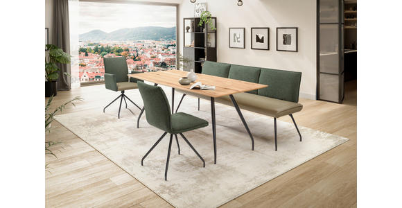 SITZBANK 200/88/62 cm  in Grün, Olivgrün  - Schwarz/Olivgrün, Design, Textil/Metall (200/88/62cm) - Moderano
