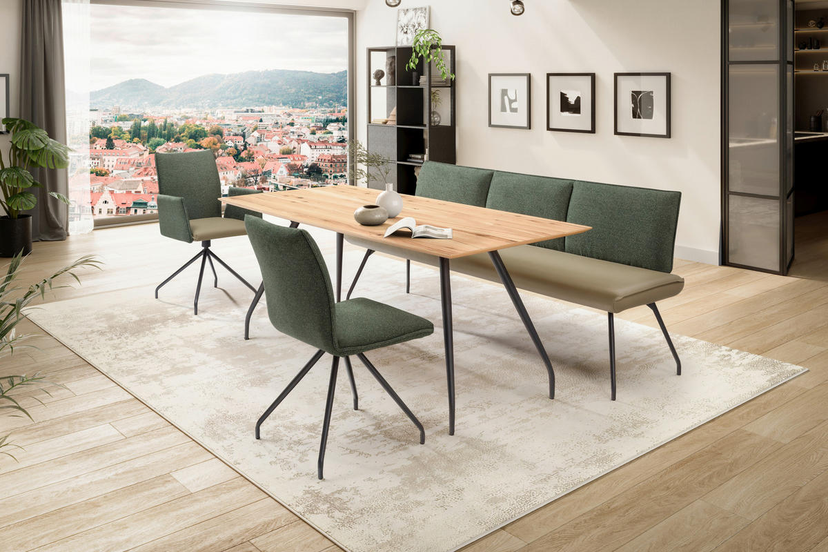 SITZBANK 200/88/62 cm  in Grün, Olivgrün  - Schwarz/Olivgrün, Design, Textil/Metall (200/88/62cm) - Moderano