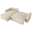 ECKSOFA Creme Cord Zierkissen, Rückenkissen, Bettkasten, Schlaffunktion, Rücken echt, Liegefläche im Originalstoff  - Creme/Schwarz, MODERN, Kunststoff/Textil (190/280cm) - Carryhome