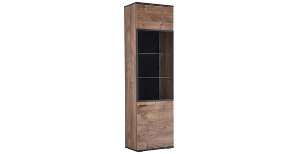 VITRINE in Eichefarben, Dunkelgrau - Dunkelgrau/Eichefarben, KONVENTIONELL, Glas/Holzwerkstoff (60/206/37cm) - Cantus